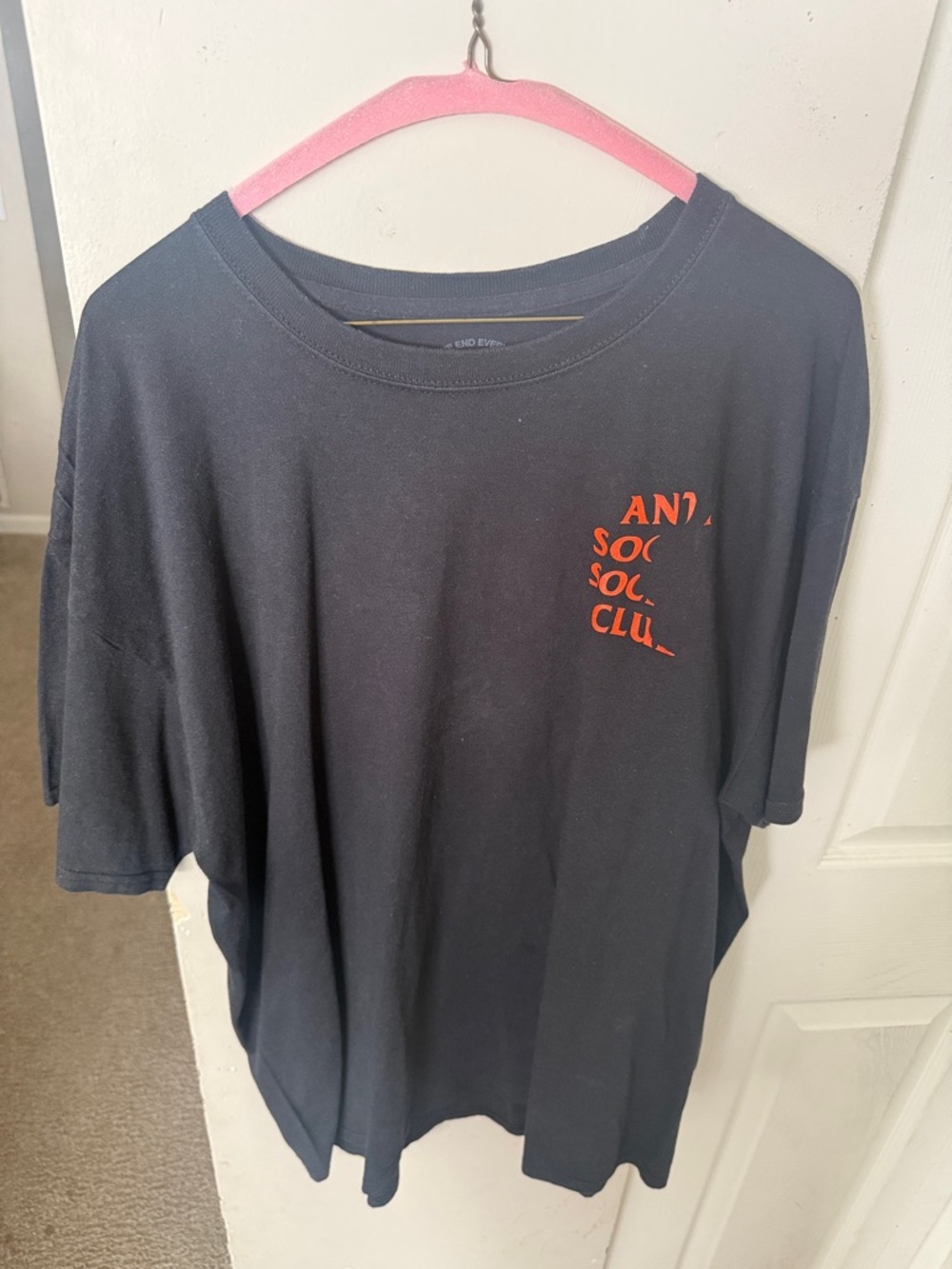 Anti Social Social Club Black Tee with Orange Chest Logo